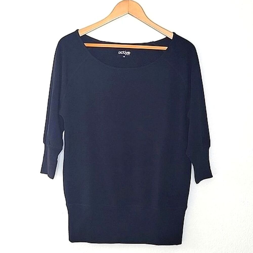 ACTIVE by Tchibo Casual Black 3/4 Sleeve Boatneck Activewear Shirt size XS